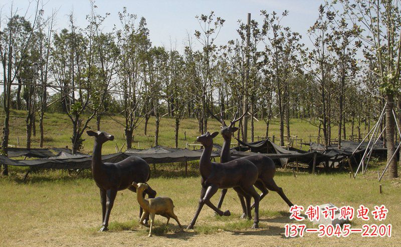 三明公园梅花鹿动物铜雕 (4)