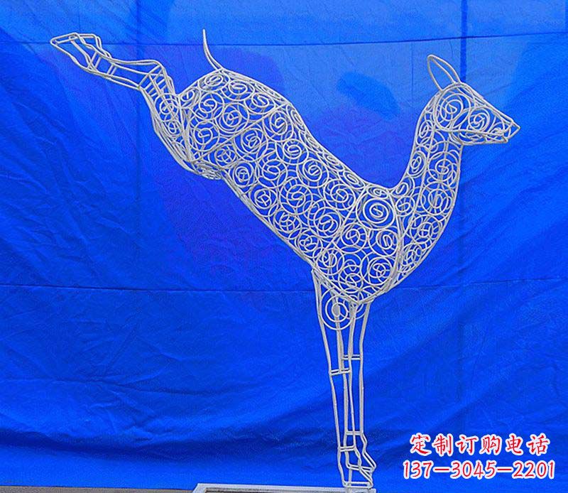 三明公园梅花鹿镂空不锈钢雕塑