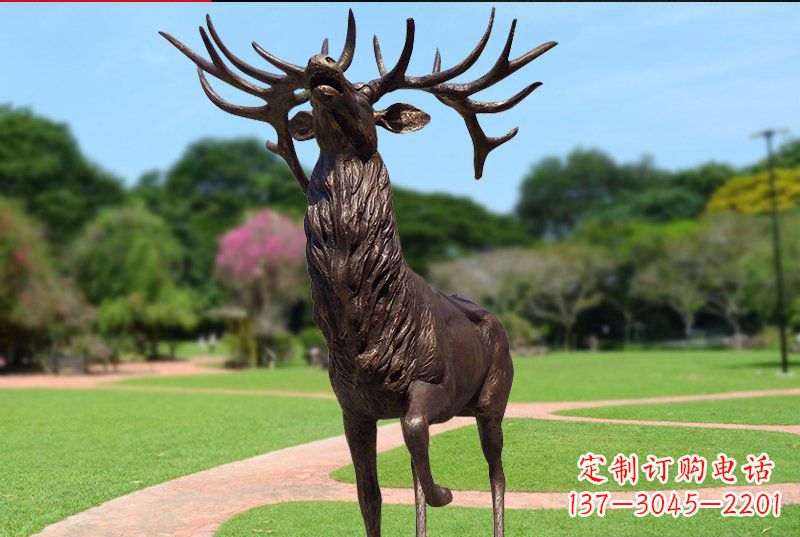 三明公园梅花鹿铜雕