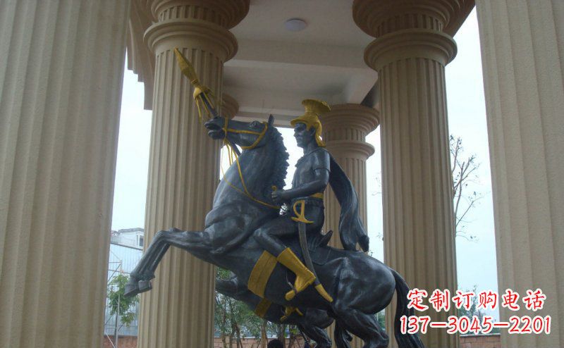 三明公园骑马的罗马士兵人物铜雕