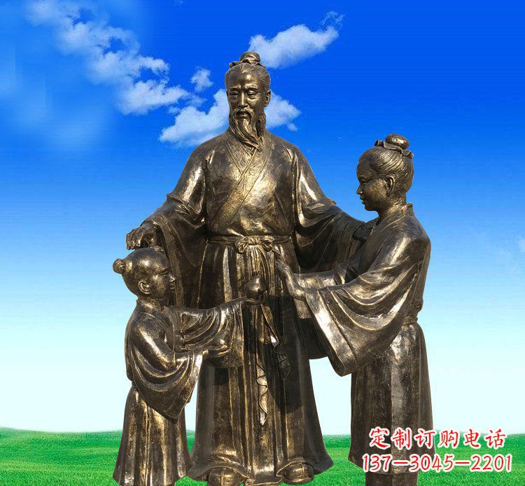 三明公园铜雕孔融让梨人物雕塑