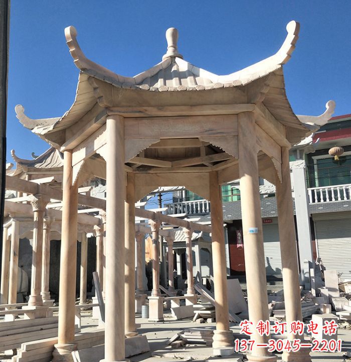 三明公园晚霞红凉亭雕塑