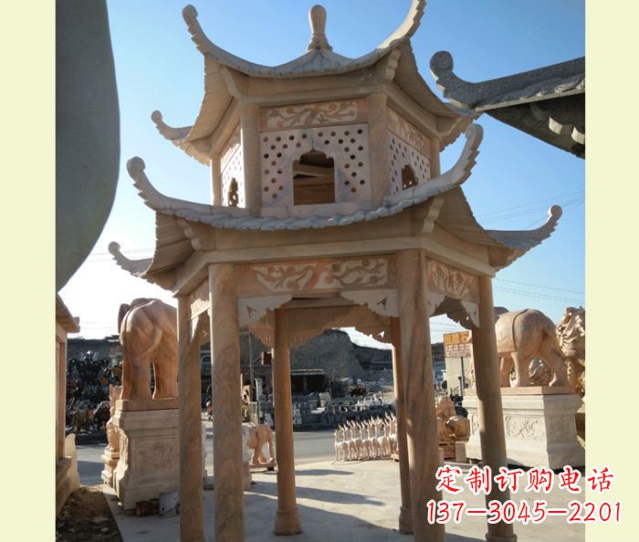 三明中式双层石雕凉亭