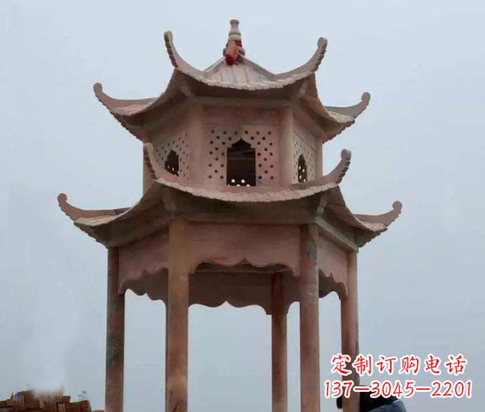 三明中领雕塑双层六角石雕凉亭