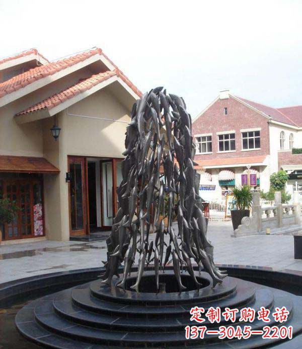 三明欢乐鱼群,喷泉铜雕