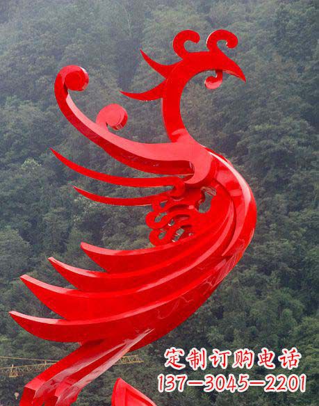 三明广场不锈钢彩色凤凰雕塑