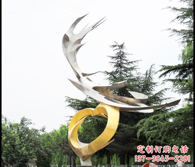 三明广场不锈钢抽象凤凰摆件雕塑
