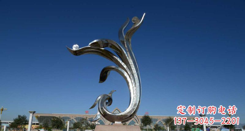 三明广场不锈钢抽象凤凰雕塑 (8)
