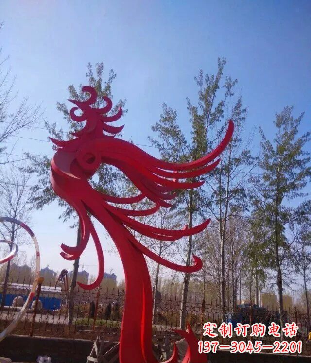 三明广场不锈钢大型抽象凤凰雕塑