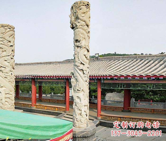 三明广场景观大理石龙柱石雕 (2)