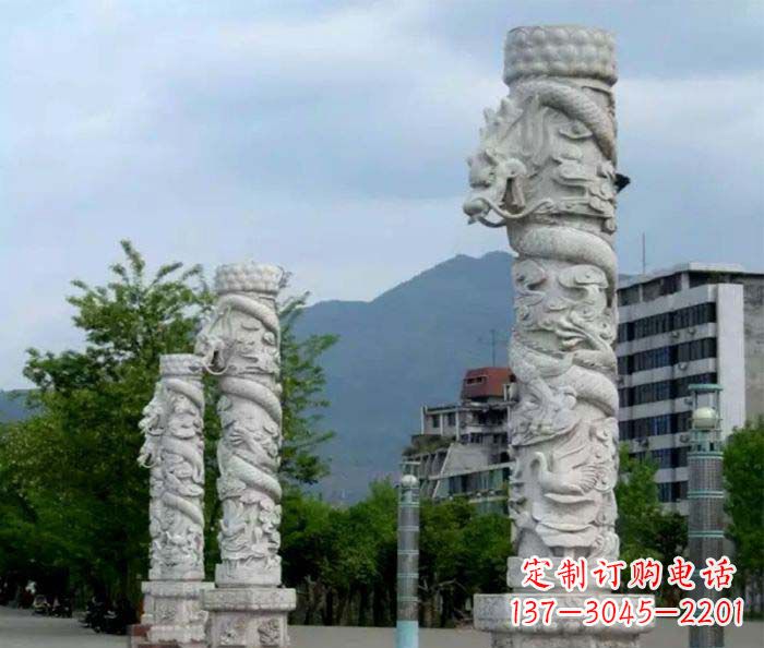 三明广场景观大理石龙柱石雕 (3)