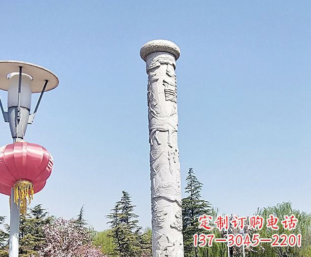 三明广场景观大理石龙柱石雕 (6)