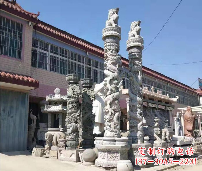 三明广场景观大理石龙柱石雕_1