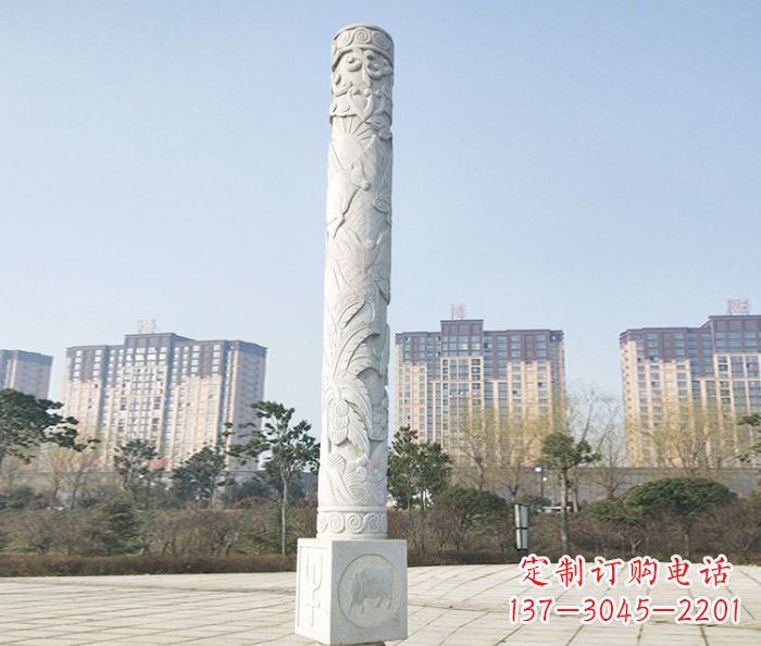 三明广场景观大理石龙柱石雕_2 (2)