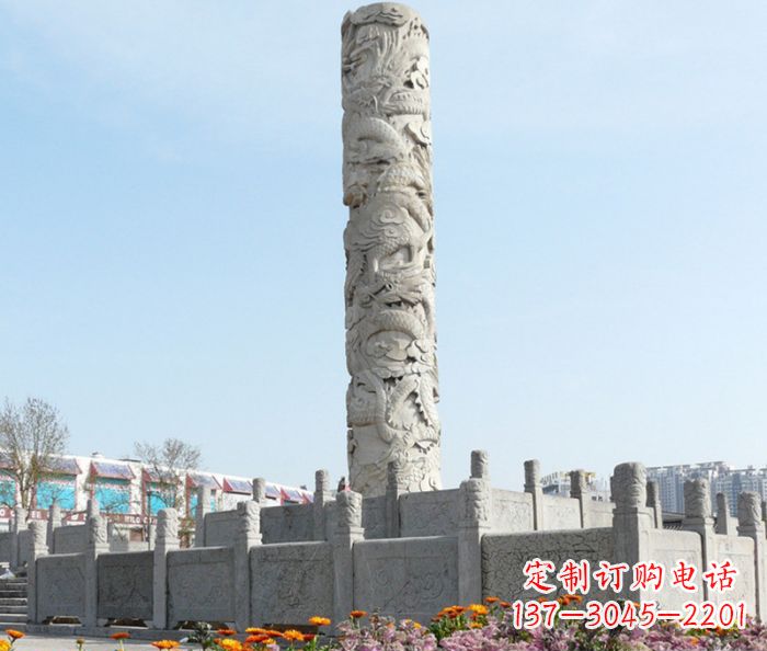三明广场景观大理石龙柱石雕_1 (2)
