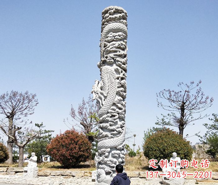 三明广场景观大理石盘龙柱石雕