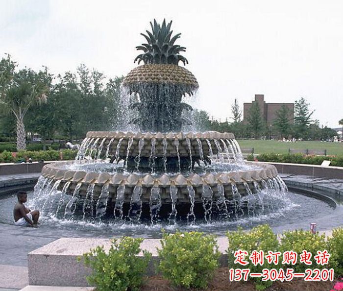 三明广场景观大型菠萝喷泉石雕