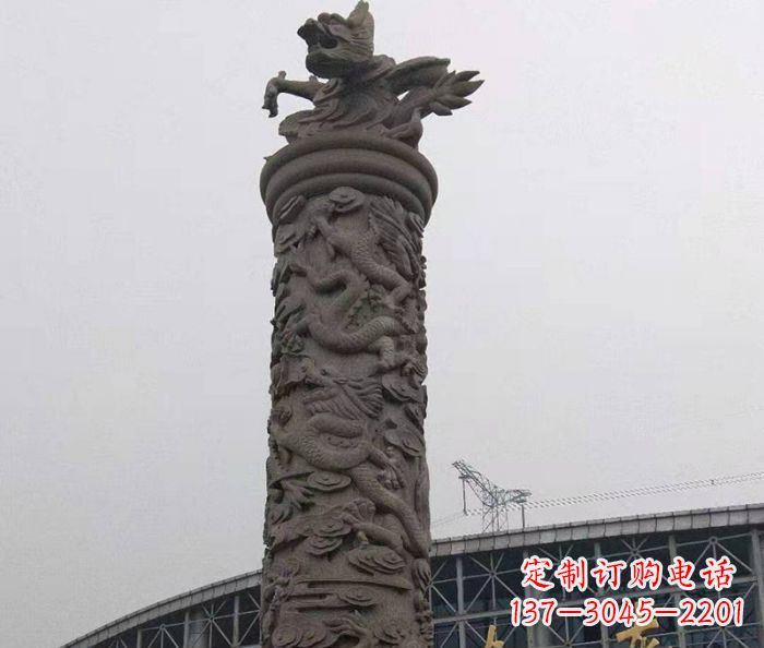 三明中领雕塑|仿古盘龙柱石雕