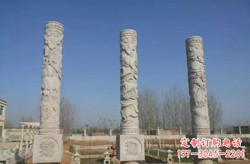 三明十二生肖文化柱石雕,展现传统文化风采