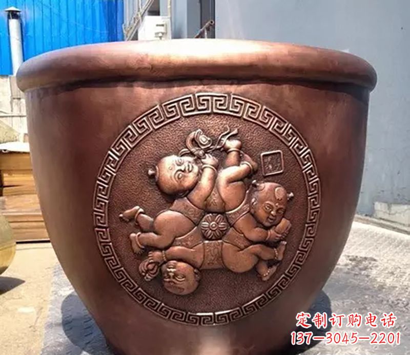 三明中领雕塑出品,高端水缸铜雕塑