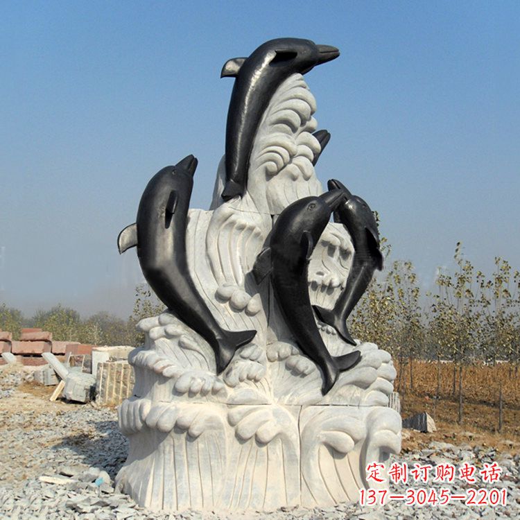 三明海豚石雕景观雕塑