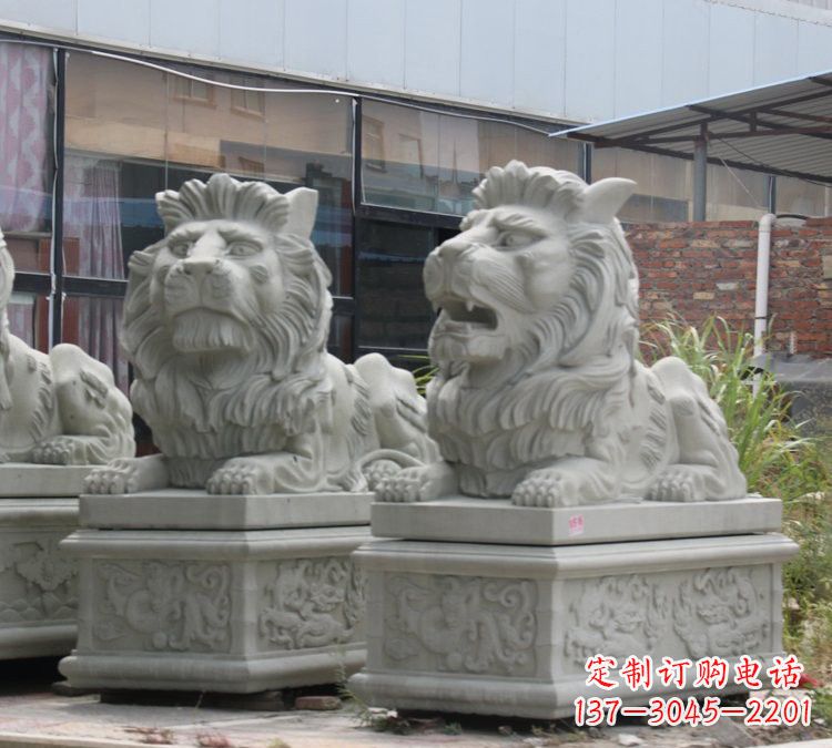 三明汉白玉狮子雕塑,欧式风格精美雕塑