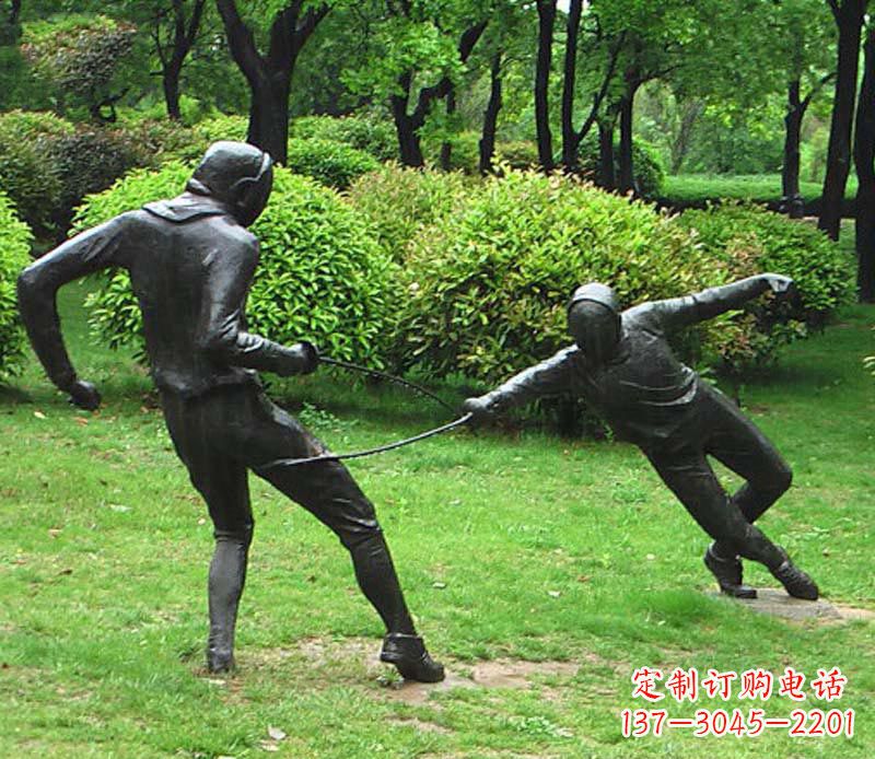三明击剑运动员铜雕 