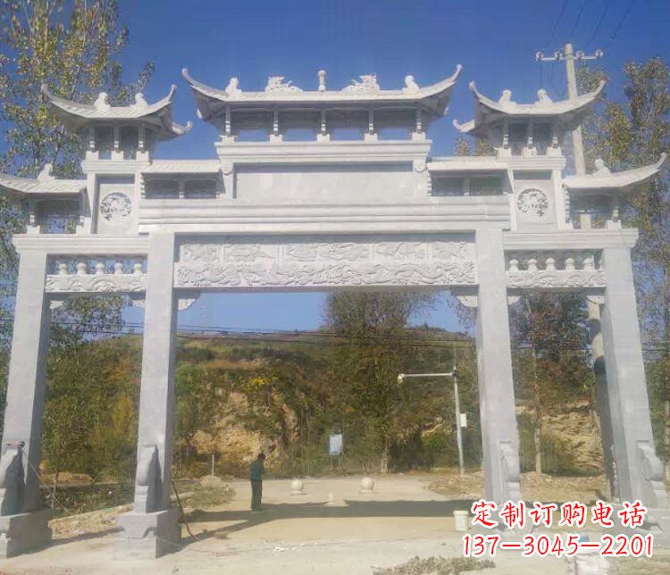 三明中领雕塑:精雕制作仿古石牌坊石雕