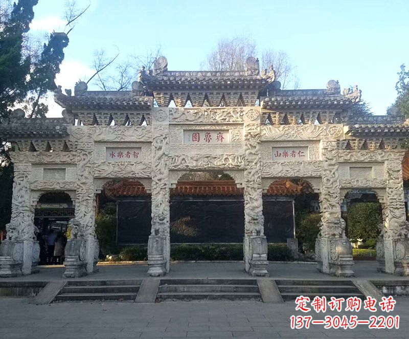 三明传承石雕牌坊楼,领雕塑带来您极致定制