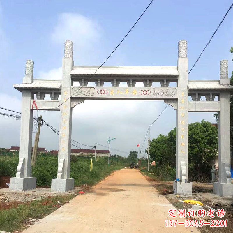 三明路口三间四柱无楼石牌坊雕塑制作