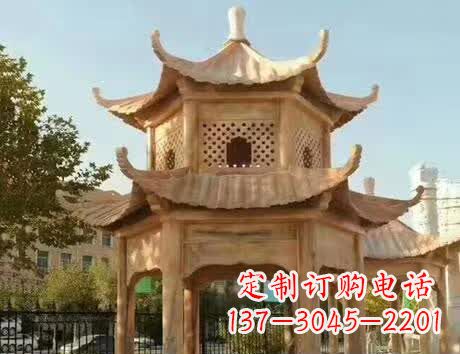 三明石雕小区景观双层凉亭