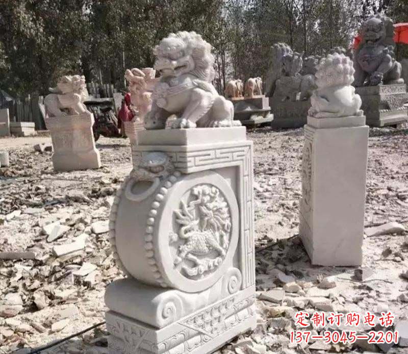 三明石雕园林狮子抱鼓石