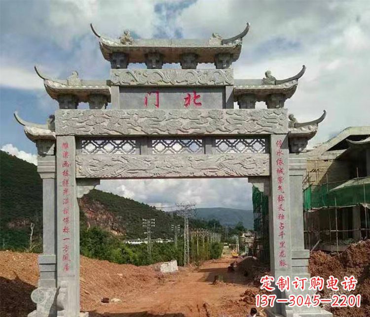 三明石牌坊单门牌坊石雕