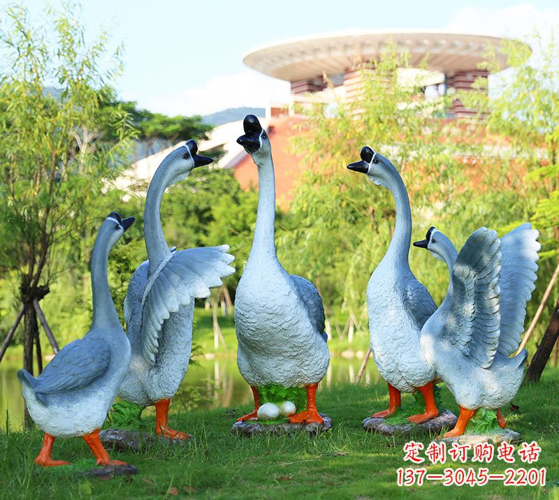 三明树脂工艺品玻璃钢雕塑商场美陈户外园林景观装饰品仿真动物鹅摆件