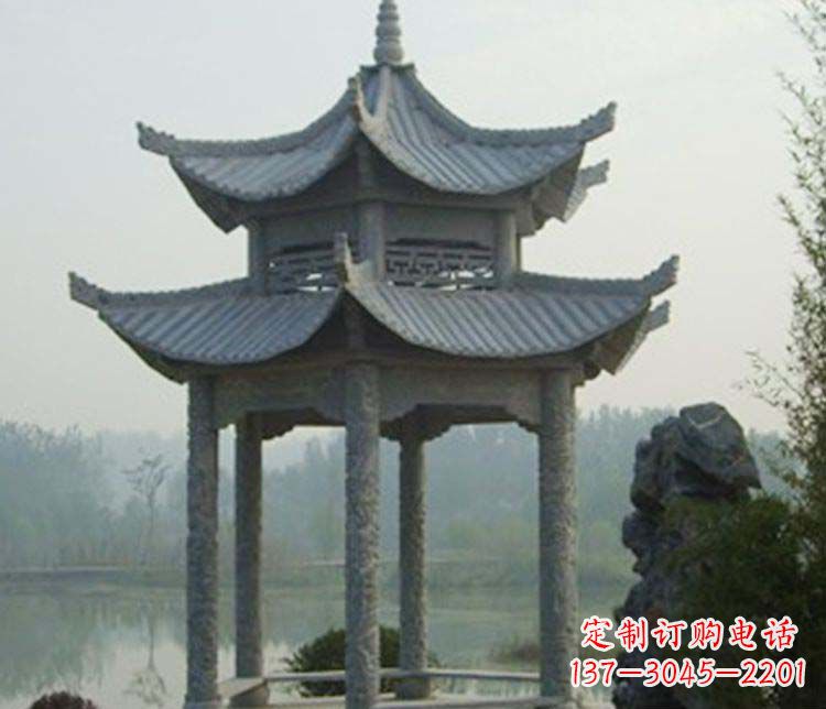 三明双层仿古凉亭石雕_2