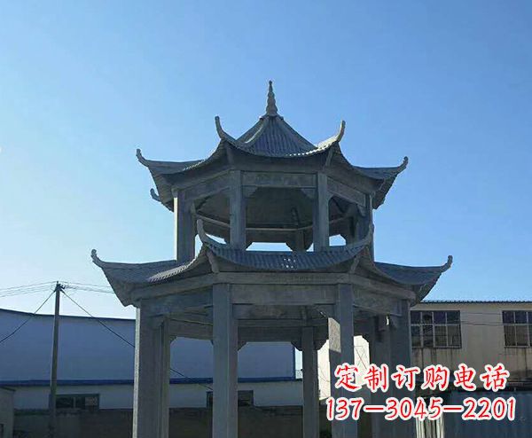 三明双层仿古石凉亭石雕_1