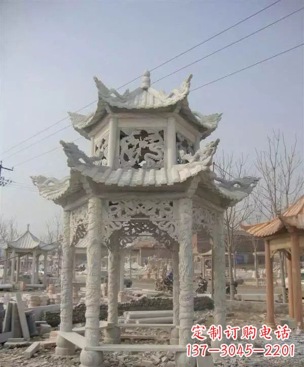 三明双层凉亭石雕