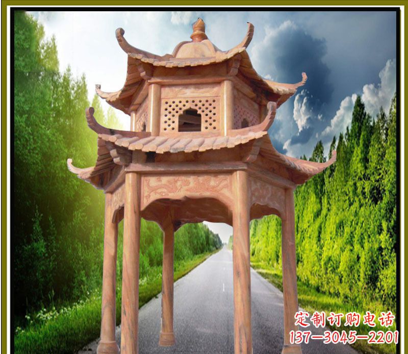 三明双层凉亭园林石雕