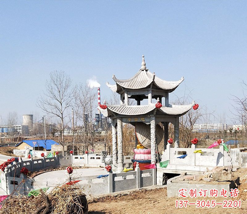 三明双层石凉亭石雕 (2)