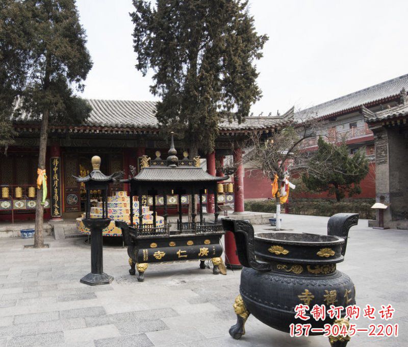 三明寺庙铜香炉铜雕