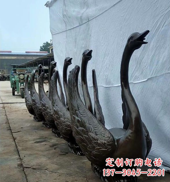 三明天鹅喷泉铜雕,园林喷泉水景流水组件