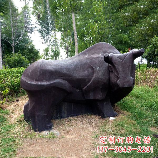 三明铜雕抽象牛-公园草坪水牛雕塑