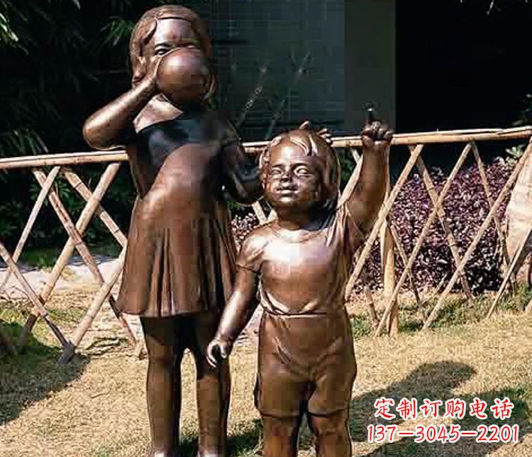 三明铜雕吹气球儿童