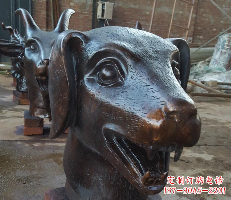 三明铜雕广场生肖动物头像装饰摆件