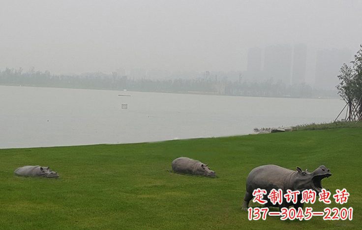 三明铜雕河马公园动物雕塑
