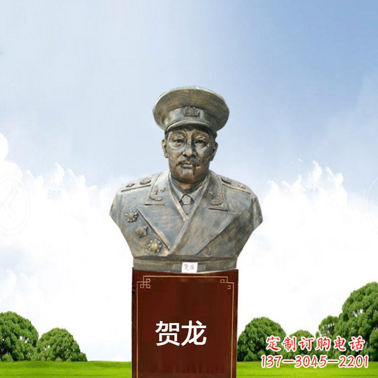 三明铜雕贺龙头像