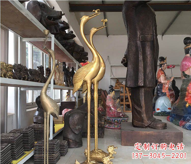 三明铜雕金属仙鹤动物雕塑