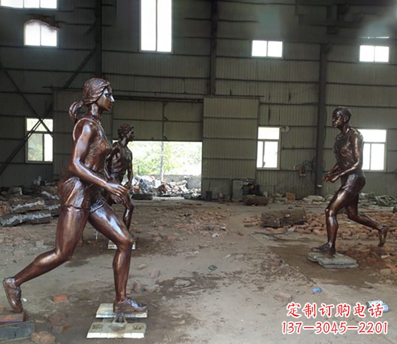 三明铜雕跑步女生
