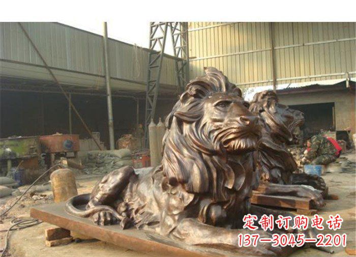 三明铜雕狮子公司门口雕塑