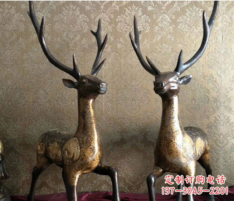 三明铜雕室内装饰动物鹿雕塑
